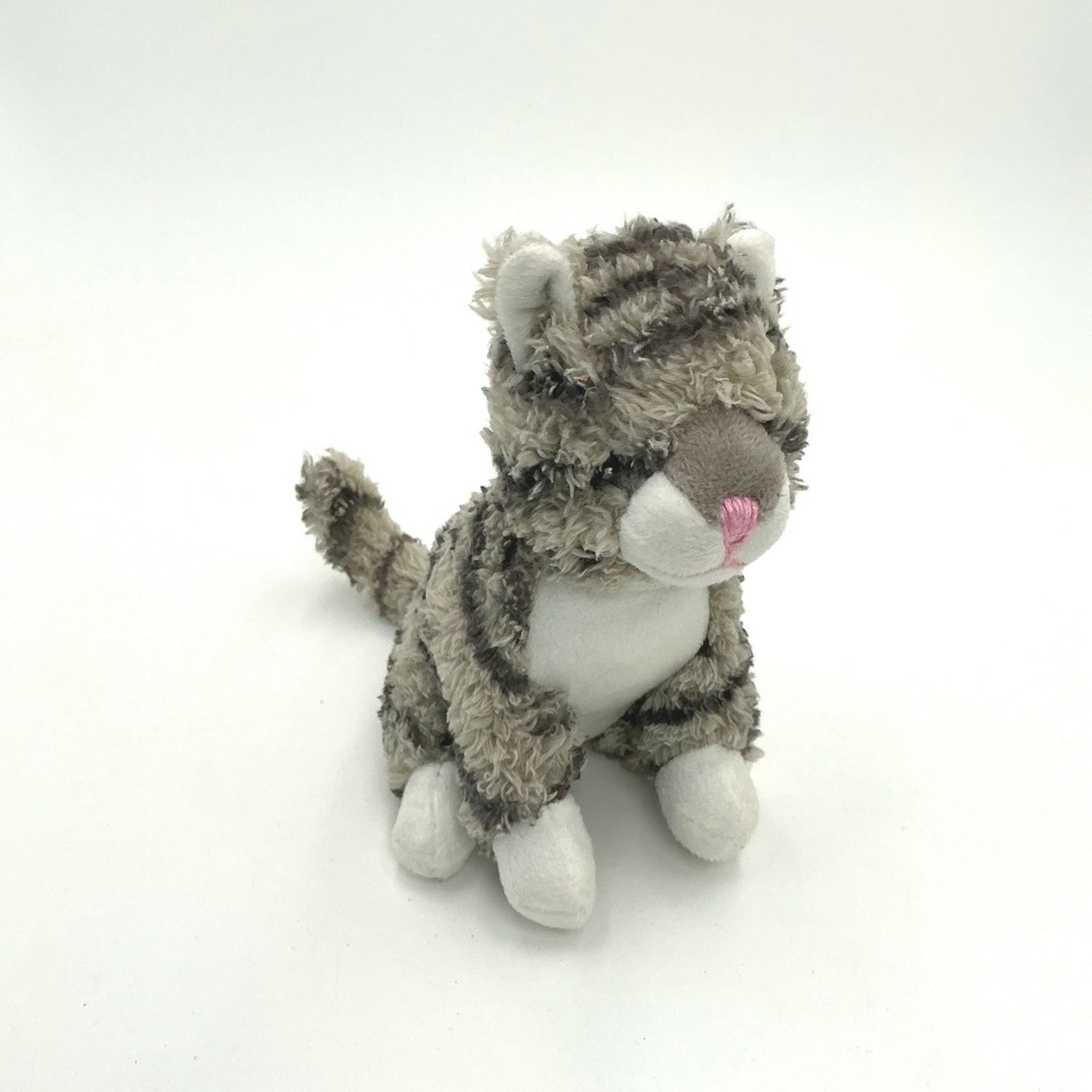 Multipet Grey Tabby Cat Plush Stuffed Animal Shaggy Striped Kitten 7 Inch 2022